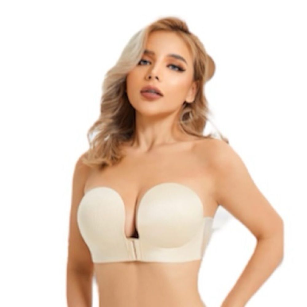 BacklessβStrapless Adjustable Buckle Invisible Sticky Bra In Beige